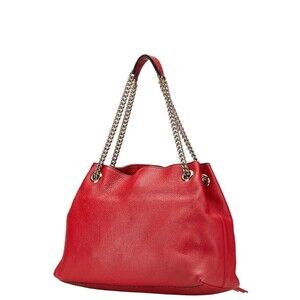 Gucci GG Tote Red Soho Chain Interlocking Shoulder Leather Bag